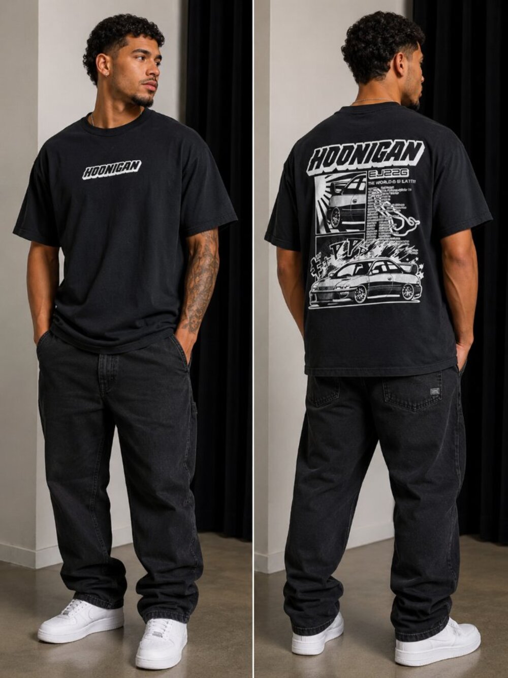 Black Hoonigan  Men's T-Shirt - XL